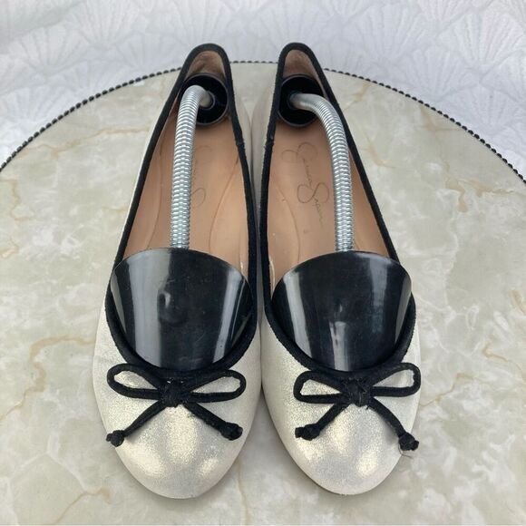 Jessica Simpson Matini Bow Ballet Flats Womens 7 Metallic Gold Ballerina Shoes - Picture 5 of 12